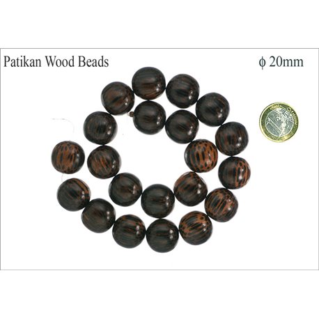 Perles en Bois - Ronde/20 mm - Marron