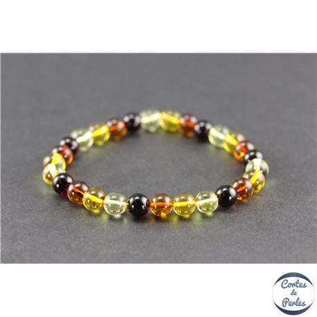 Bracelet de perles mélangées en ambre de la Baltique - Rondes/7 mm - Grade A