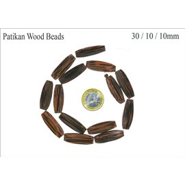 Perles en Bois - Tube/30 mm - Marron