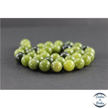 Perles en jade néphrite du Canada - Rondes/10 mm - Grade AB