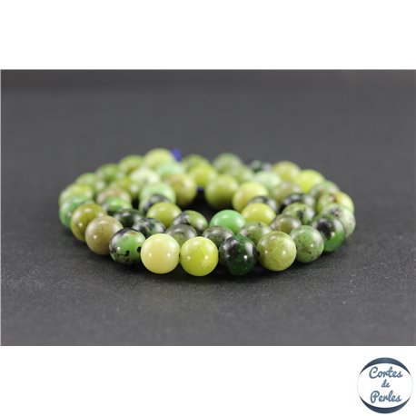 Perles en jaspe vert d'Australie - Rondes/8 mm - Grade AB