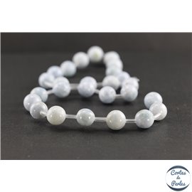 Perles en célestine de Madagascar - Rondes/10 mm - Grade AB