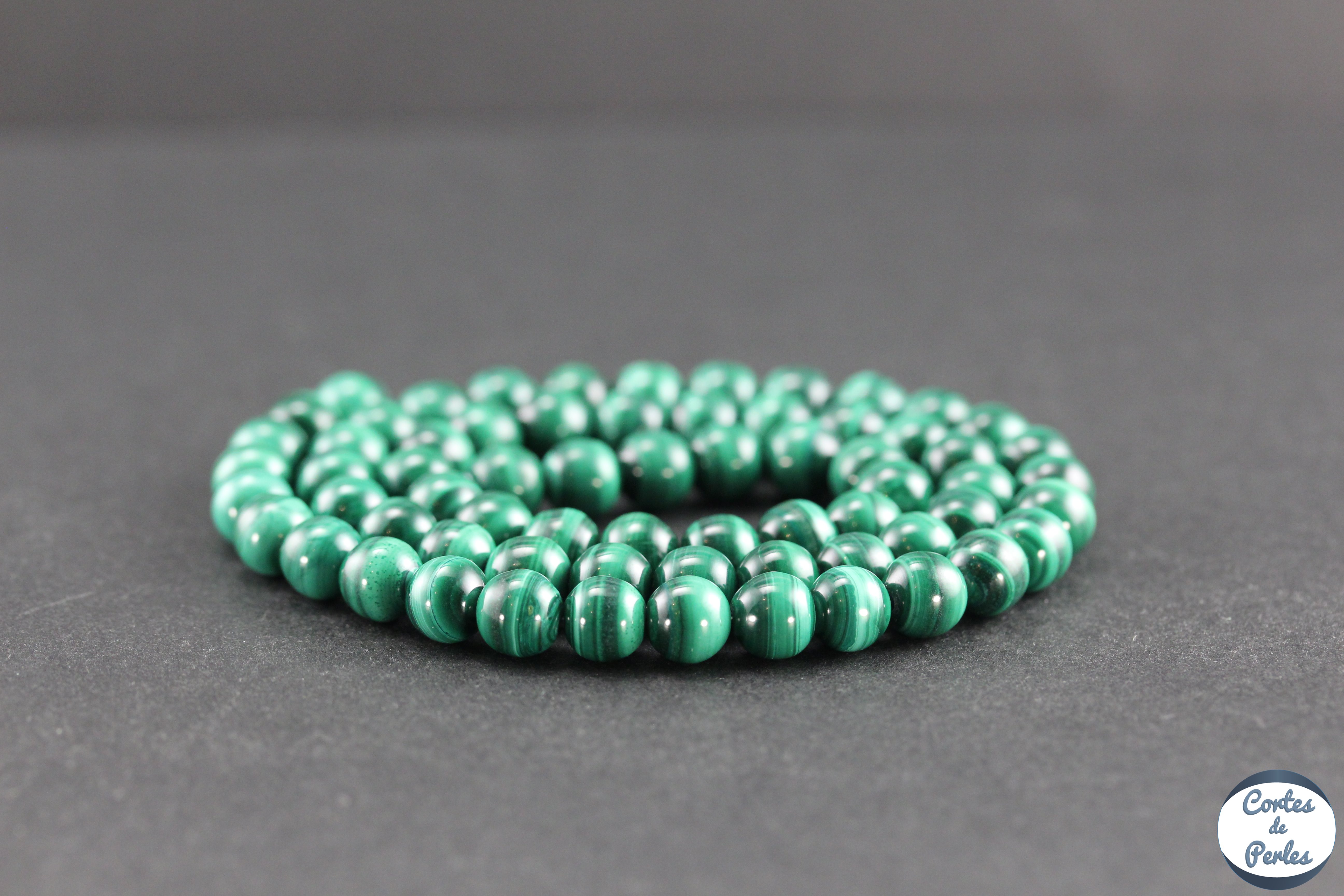 Bracelet Perles Naturelles – Malachite Du Congo & Péridot 8 Mm – Fabrication Française