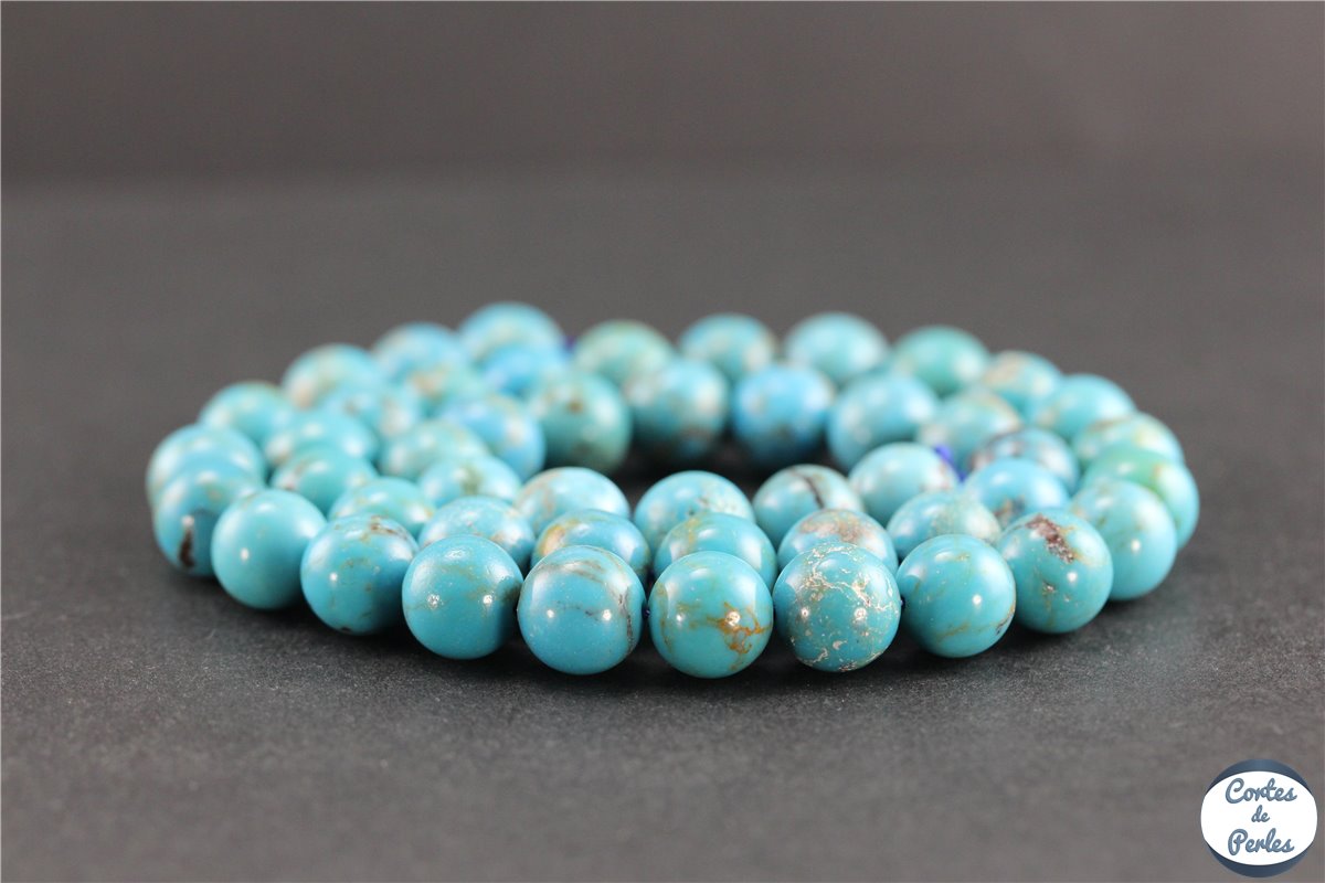 50 perles rondes ceramique artisanale turquoise