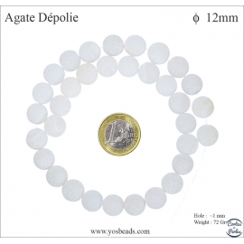 Perles déploies en agate blanche - Rondes/12mm