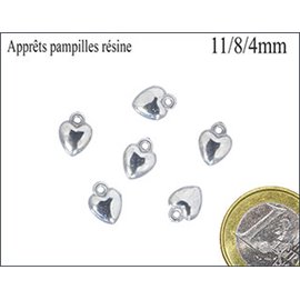 Apprêts en Résine - Coeur/11 mm - Argenté