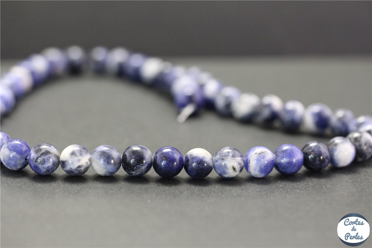 Bracelet étude en perles de 8 mm. Fluorite et sodalite