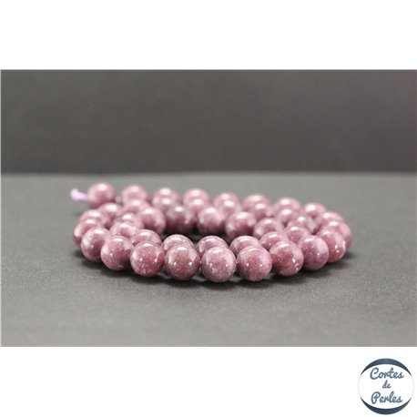 Perles en lépidolite du Brésil - Rondes/10mm - Grade A