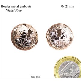 Apprêts boules de métal - Rondes/21 mm - Argenté