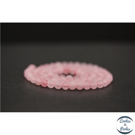 Perles dépolies en quartz rose - Rondes/4mm - Grade AB