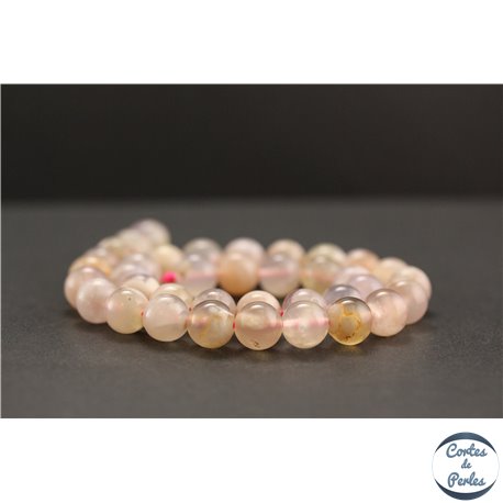Perles en agate fleur de cerisier - Rondes/10mm - Grade AA