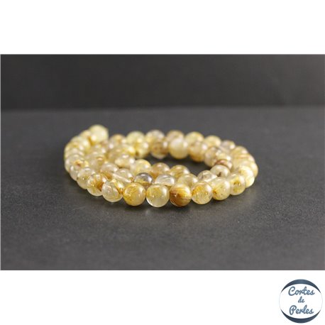 Perles en quartz rutile - Rondes/8mm - Grade AA