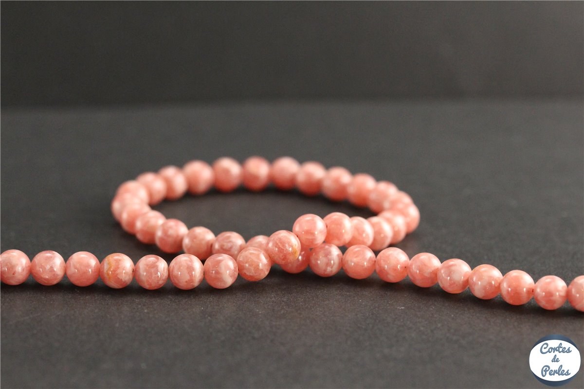 Perles En Rhodochrosite Naturelle 8mm - Fil De 38,1cm (~46 Pièces) - Pour Fabrication De Bijoux DIY