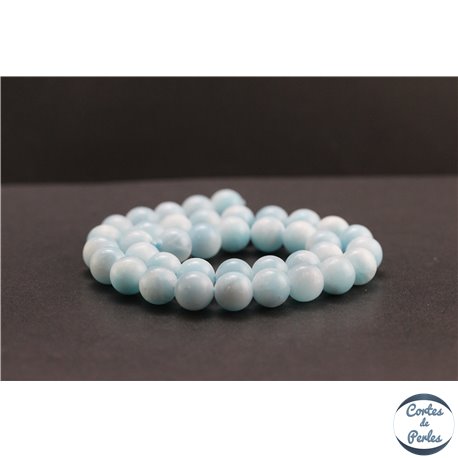 Perles en aragonite bleue d'Afrique - Rondes/10mm - Grade AA