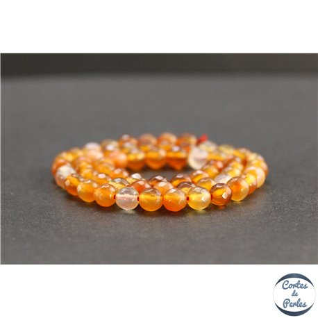 Perles facettées en cornaline de Madagascar - Rondes/6mm - Grade AB