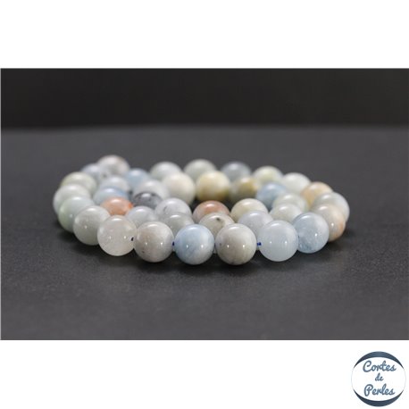 Perles en aigue-marine d'Afrique du Sud - Rondes/10mm - Grade B+