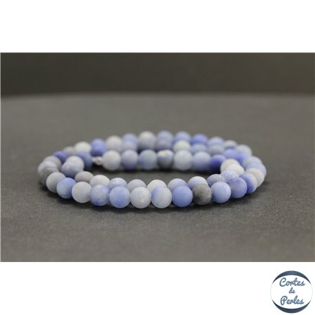 Perles dépolies en aventurine bleue - Rondes/6mm - Grade AB