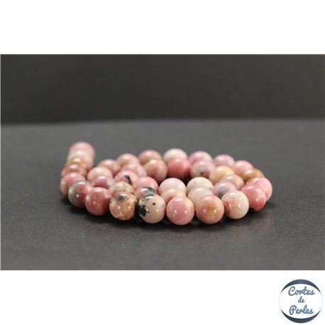 Perles en rhodonite de Russie - Rondes/10mm - Grade A