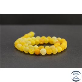 Perles dépolies en agate jaune - Rondes/8mm