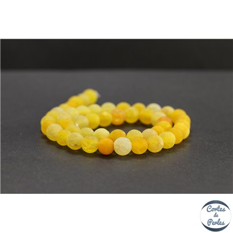 Perles dépolies en agate jaune - Rondes/8mm