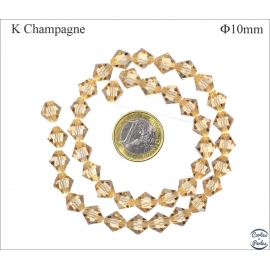 Perles en Cristal de Bohème - Toupie/10 mm - Champagne
