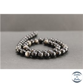 Perles en obsidienne argentée du Mexique - Rondes/8mm - Grade A