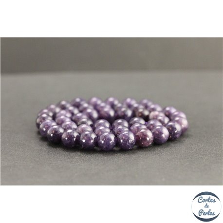 Perles en lépidolite pourpre d'Inde - Rondes/8mm - Grade A