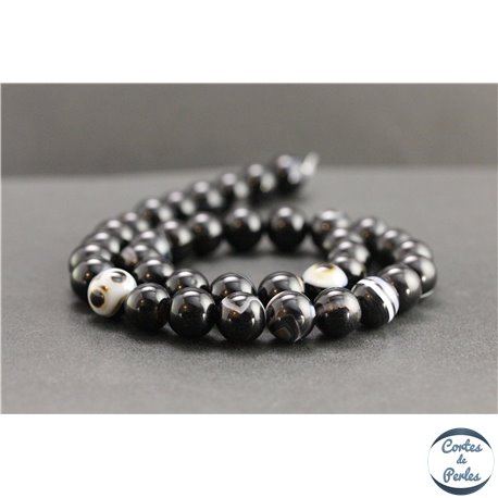 Perles en onyx noir du Brésil - Rondes/10mm - Grade A