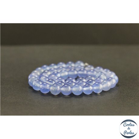 Perles en calcédoine bleue du Brésil - Rondes/8mm - Grade A