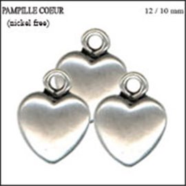 Apprêts Pampilles qualité premium - Coeur/12 mm - Argenté