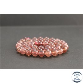 Perles en quartz fraise de Madagascar - Rondes/8.5mm - Grade AA