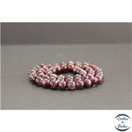 Perles en rubellite (tourmaline rouge sang) du Brésil - Rondes/6.5mm - Grade AA