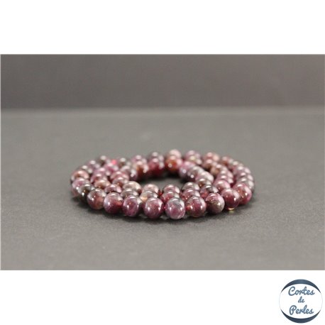 Perles en rubellite (tourmaline rouge sang) du Brésil - Rondes/6.5mm - Grade AA
