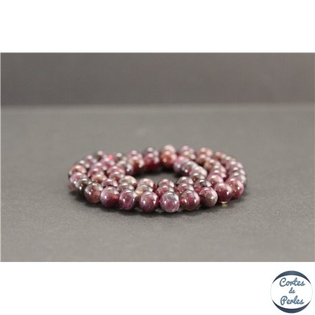 Perles en rubellite (tourmaline rouge sang) du Brésil - Rondes/6.5mm - Grade AA