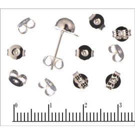 Fermoirs pour boucles d'oreilles - 6 mm - Argenté
