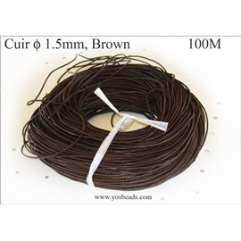 Cordon Cuir - 1,5 mm - Marron
