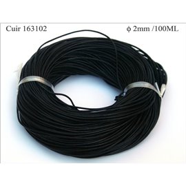 Cordon Cuir - 1,5 mm - Noir