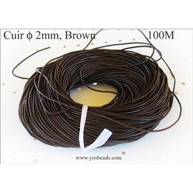 Cordon Cuir - 2 mm - Marron