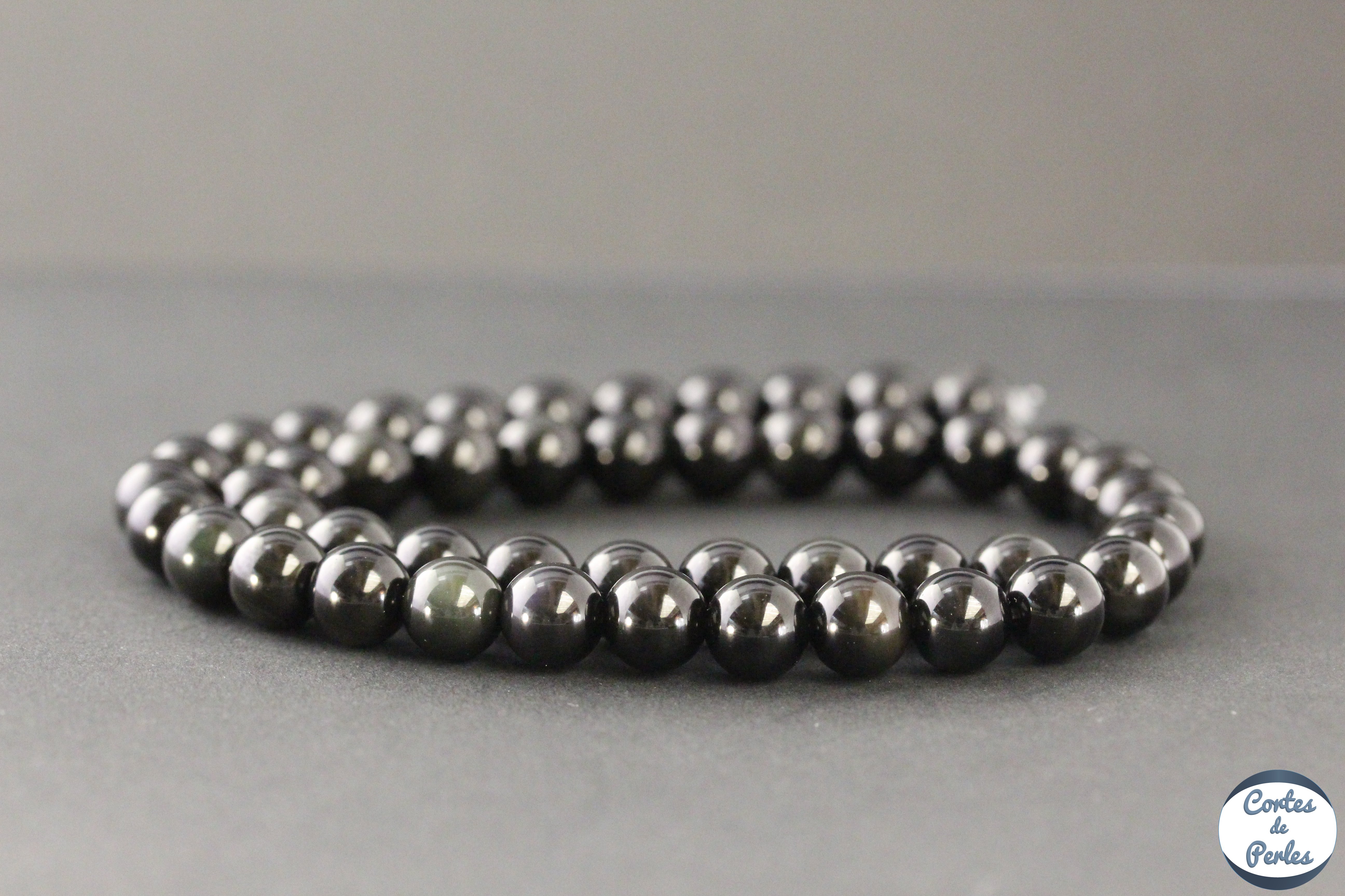 Obsidienne - Rang De Perles Rondes Sur Fil En 6 Ou 8 Mm - Grade A - 8mm