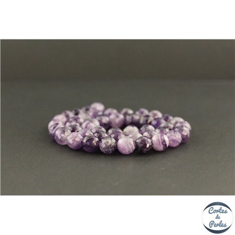 Perles facettées en améthyste à chevron du Brésil - Rondes/8mm - Grade A