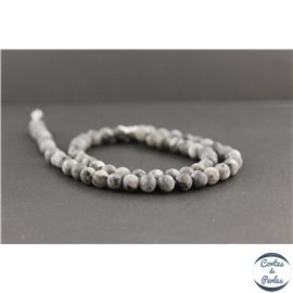 Perles dépolies en larvikite US - Rondes/6mm - Grade AB