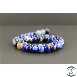 Perles en agate rubanée bleu roi - Rondes/8mm
