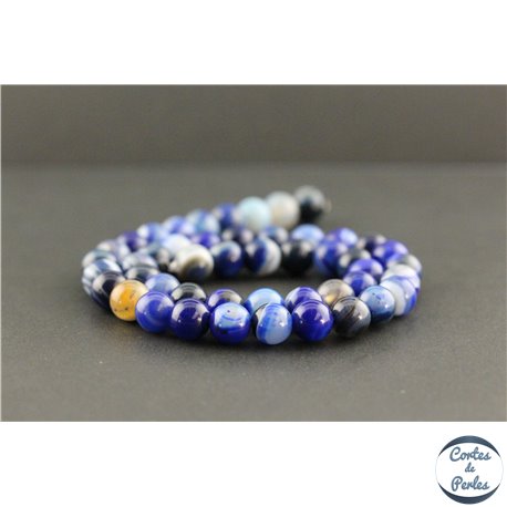 Perles en agate rubanée bleu roi - Rondes/8mm