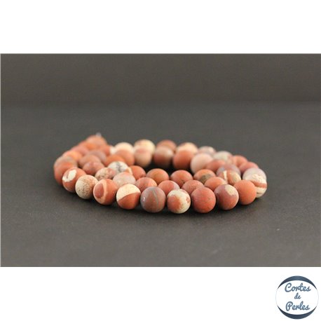 Perles dépolies en jaspe rouge d'Australie - Rondes/8mm - Grade AB