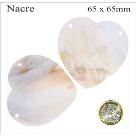 Pendentifs en Nacre - Coeur/65 mm - Beige
