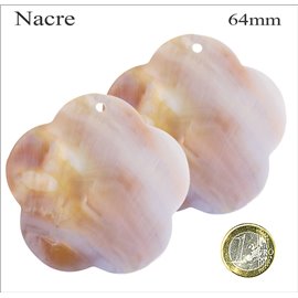 Pendentifs en Nacre - Fleur/64 mm - Beige