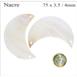 Pendentifs en Nacre - Lune/75 mm - Beige