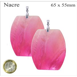Pendentifs en Nacre - Rectangle/65 mm - Rose