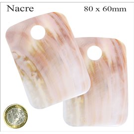 Pendentifs en Nacre - Rectangle/80 mm - Beige