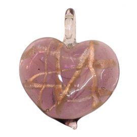 Lot de 5 pendentifs en verre - Coeurs/43 mm - Rose